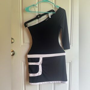 Younique Black and White One Shoulder Bodycon Dress